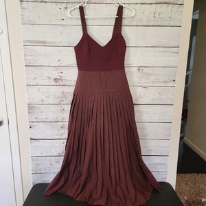 La Ligne Burgundy Pleated Zelda Midi Full Skirt Dress...size 0